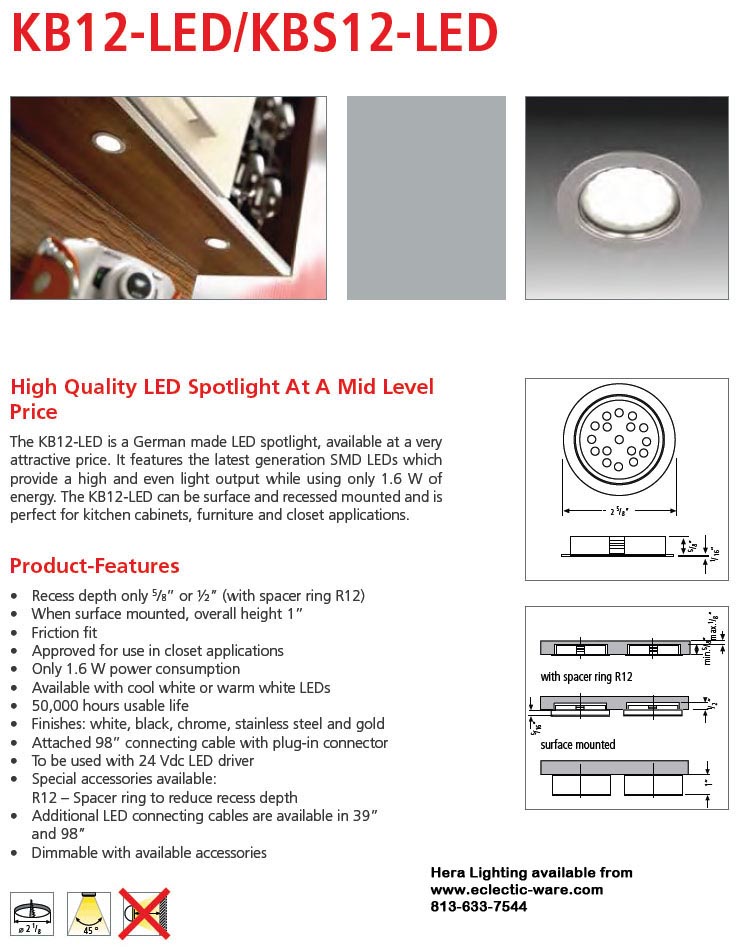 Under Cabinet Light | KB12-LED Low Voltage Light Fixtures | Eclectic-ware