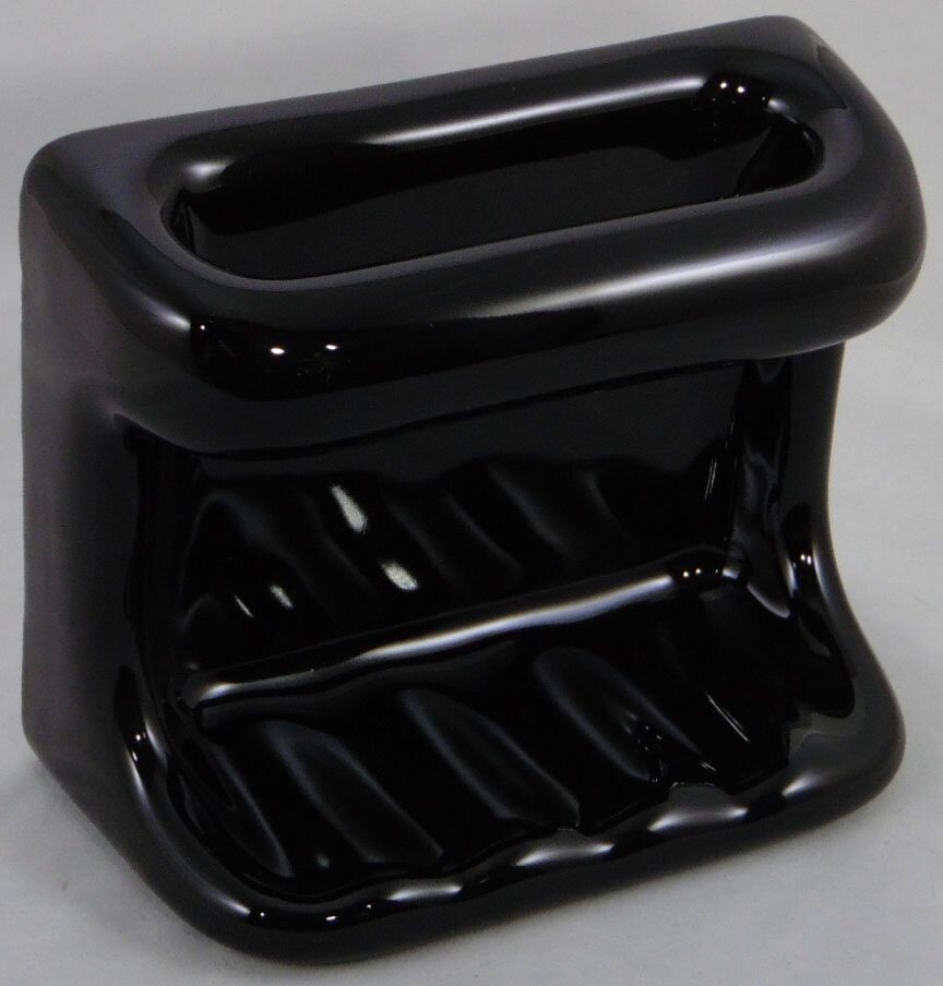 Glossy *Black* Ceramic Soap Dish for tub or shower, Mint New Stock