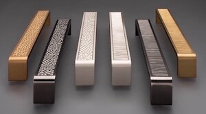 Sietto Hammered and Brushed collection of modern decorative cabinet pulls