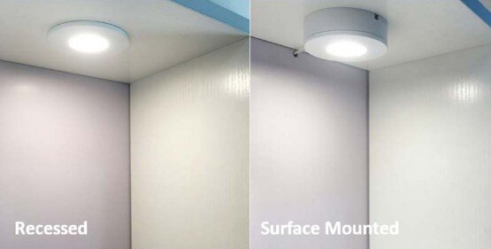 LED lights can be recessed mounted or surface mounted